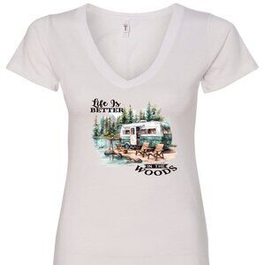 Life Is Better In The Woods V-Neck T-Shirt | Many Colors